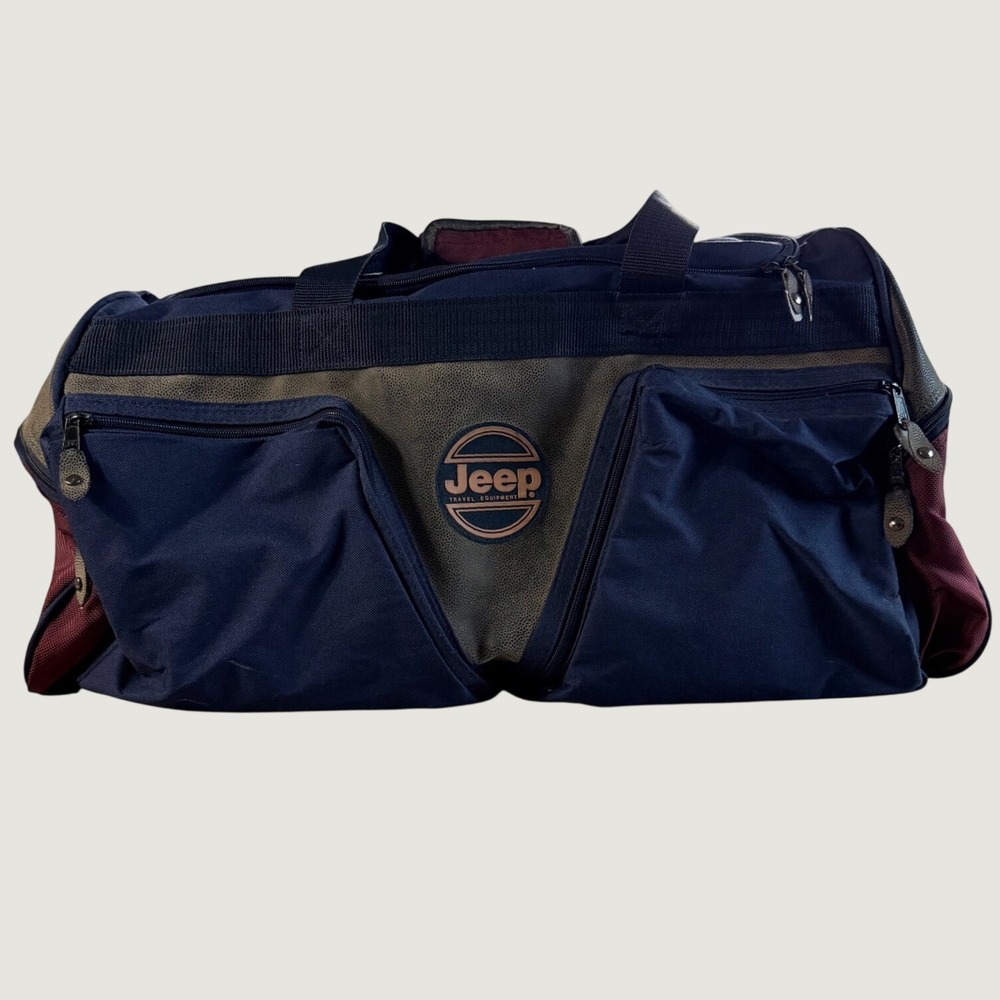 Vintage Jeep Duffle Bag Mens Large Navy Retro Travel Gymbag adventure